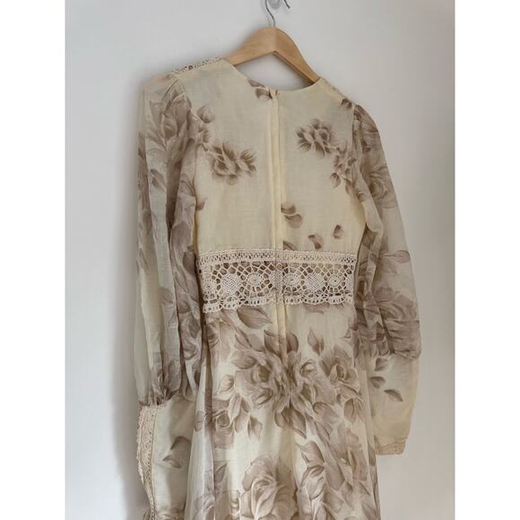 Gunne Sax Vintage 1970's Cottagecore Floral Crochet Boho Maxi Dress - Picture 12 of 14